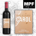 Personalised Retirement Wine Bottle Label - Sandy Beach - Perfect work gift!