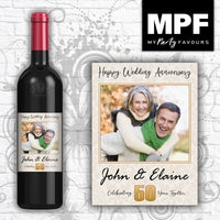 Personalised Wedding Anniversary Wine Bottle Label - Any Photo, Year and Names