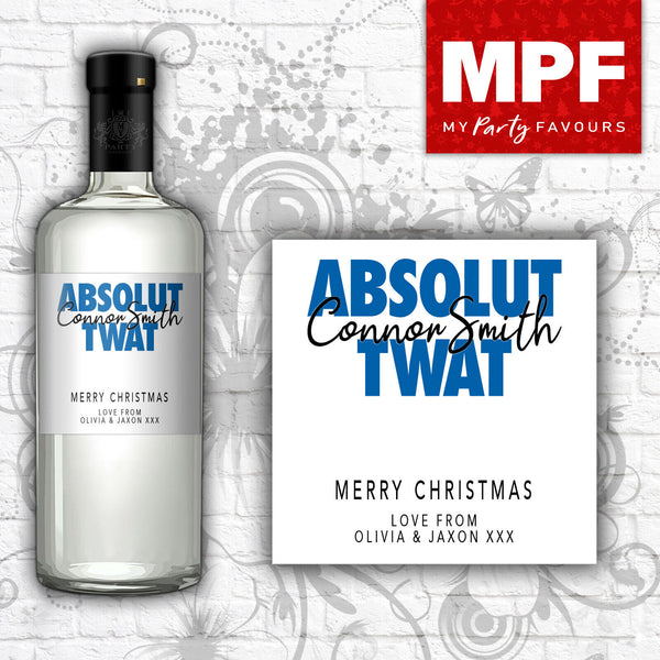Personalised Christmas Vodka Bottle Label - Funny Novely Gift - Any Name