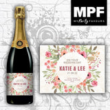 Personalised Wedding Wine or Champagne/Prosecco Bottle Label - Pastel