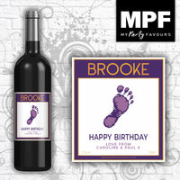 Personalised Birthday Wine Label Barefoot Style - Any Occasion - Red Bottle