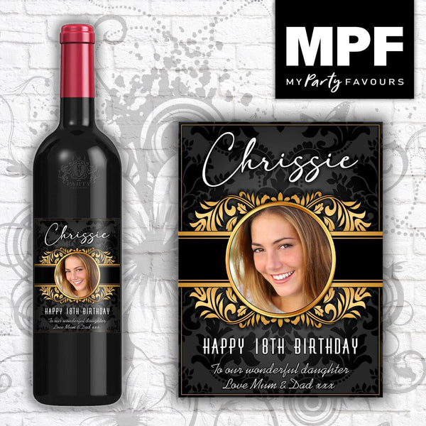 Personalised Birthday Photo Wine Bottle Label - Any age or occasion