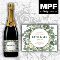 Personalised Wedding Wine or Champagne/Prosecco Bottle Label - Green
