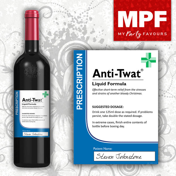 Personalised Christmas Prescription Bottle Label (Wine/Gin/Vodka) Cheap Gift