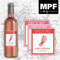 Personalised Birthday Wine Label Barefoot Style - Any Occasion - Rose Bottle
