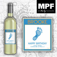 Personalised Birthday Wine Label Barefoot Style - Any Occasion - White Bottle