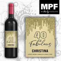Personalised Birthday Wine Bottle Label - Womens Rose/Gold/Silver - Any age