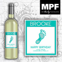 Personalised Birthday Wine Label Barefoot Style - Any Occasion - White Bottle