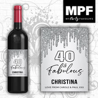 Personalised Birthday Wine Bottle Label - Womens Rose/Gold/Silver - Any age