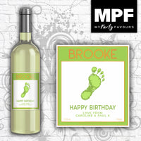 Personalised Birthday Wine Label Barefoot Style - Any Occasion - White Bottle