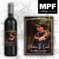 Personalised Photo Bottle Label - Engagement Wedding - Wine Gin Vodka