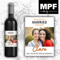 Personalised Photo Wedding Bottle Label - Help Me get Married Bridesmaid