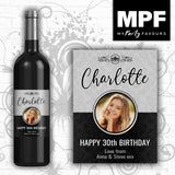 Personalised Photo Birthday Wine Bottle Label - Classic - Any Name/Age/Message
