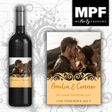 Personalised Photo Bottle Label - Engagement Wedding Anniversary - Wine Gin Vodka