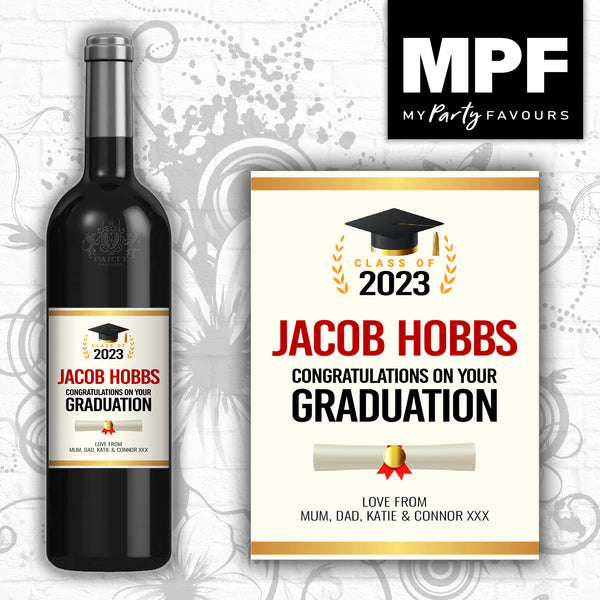 Personalised Graduation Wine/Champagne/Prosecco Bottle Label - University Graduate