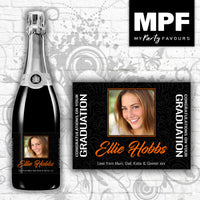 Personalised Photo Graduation Wine/Champagne/Prosecco Bottle Label - University Graduate