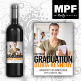 Personalised Photo Graduation Wine/Champagne/Prosecco Bottle Label - University Graduate