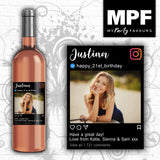 Personalised Photo Birthday Wine/Gin/Vodka/Whisky Bottle Label - Instagram - Any Name & Age