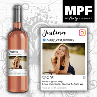 Personalised Photo Birthday Wine/Gin/Vodka/Whisky Bottle Label - Instagram - Any Name & Age