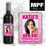 Personalised Photo Bottle Label - Wine Gin Vodka - Hen Do Weekend Night Bride