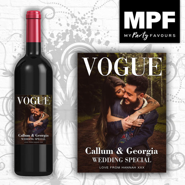 Personalised Photo Bottle Label - Wine Gin Vodka - Birthday - Vogue Colour