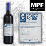 Personalised Wine/Vodka/Gin Bottle Label - Poison 03 - Funny Novelty Birthday Gift