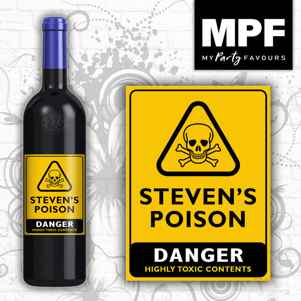 Personalised Wine/Vodka/Gin Bottle Label - Poison 02 - Funny Novelty Birthday Gift