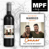 Personalised Photo Wedding Bottle Label - Help Me get Married Usher Best Man