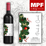 Personalised Christmas Wine Bottle Label - Wreath - Cheap Secret Santa Gift