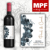 Personalised Christmas Wine Bottle Label - Wreath - Cheap Secret Santa Gift
