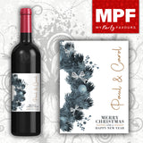 Personalised Christmas Wine Bottle Label - Wreath - Cheap Secret Santa Gift