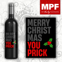 Funny Christmas Wine Gin Vodka Bottle Label - Holly Prick