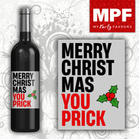 Funny Christmas Wine Gin Vodka Bottle Label - Holly Prick