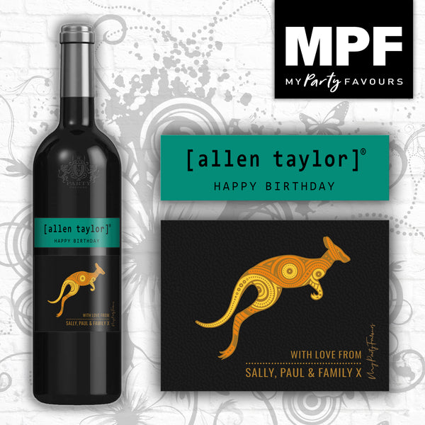 Personalised Birthday Wine Bottle Label - Malbec Kangaroo Tail Style - Any Occasion!