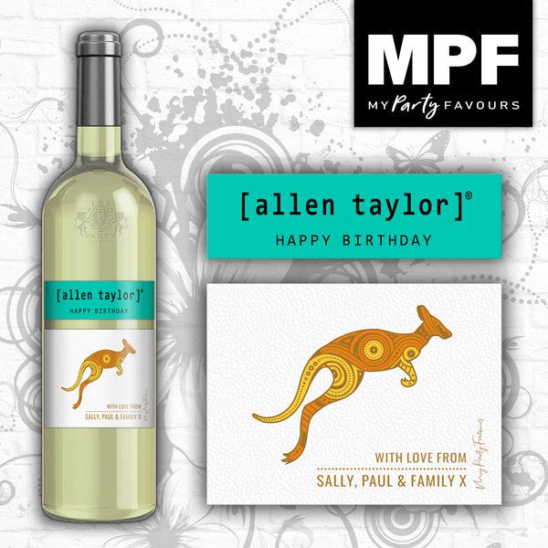 Personalised Birthday Wine Bottle Label - Moscato Kangaroo Tail Style - Any Occasion!