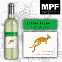 Personalised Birthday Wine Bottle Label - Pinot Grigio Kangaroo Tail Style - Any Occasion!