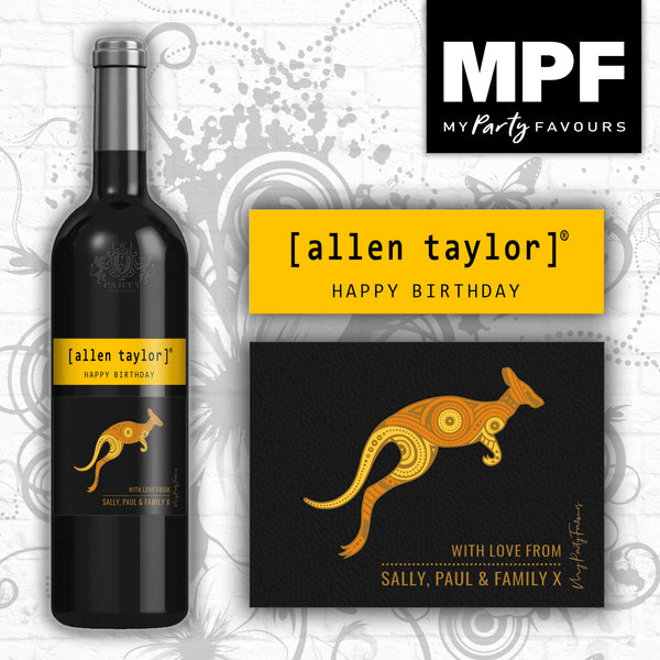Personalised Birthday Wine Bottle Label - Shiraz Kangaroo Tail Style - Any Occasion!